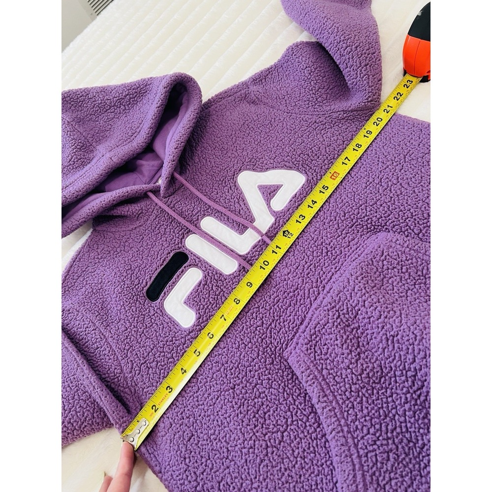 FILA Womens Sporty Athletic Purple Sherpa Hoodie Jacket Pullover Relaxed Fit "S" - Picture 5 of 6